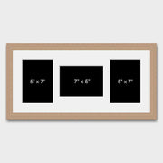 Multi Photo Frame Holds 3 5"x7" Mixed Shape Photos in an Oak Veneer Frame - Multi Photo Frames